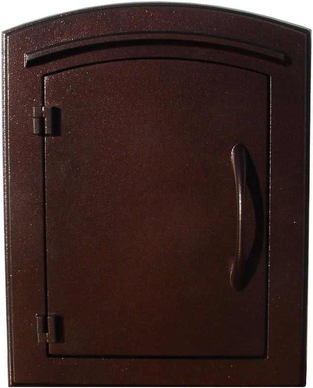 MAN-1400-AC Manchester Column Mount Cast Aluminum Mailbox with Plain Door, Antique Copper