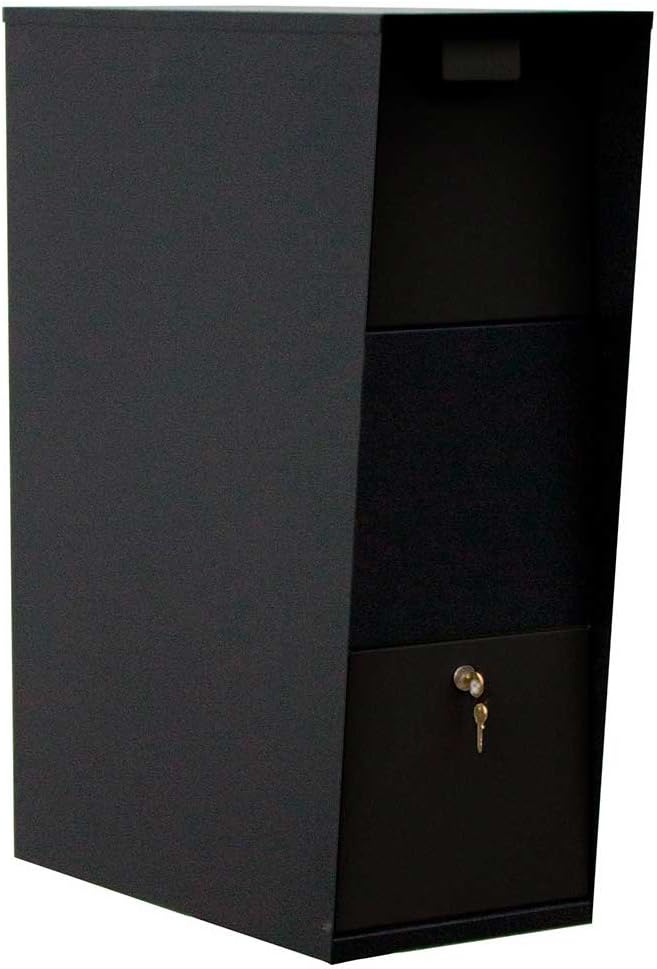 WF-Vacmb Large Capacity Galvanized Steel Locking Post and Column Mount Rust Proof Vacation Mailbox, Black
