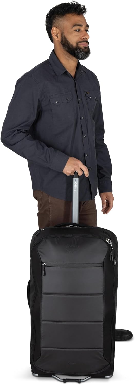 Osprey Ozone 2-Wheel 80L/27 Checked Luggage - Lightweight Rolling Bag with High Clearance Wheels - Travel Suitcase with Mesh Organization, Trolley Handle and Add-a-Bag Strap, Moody Burgundy