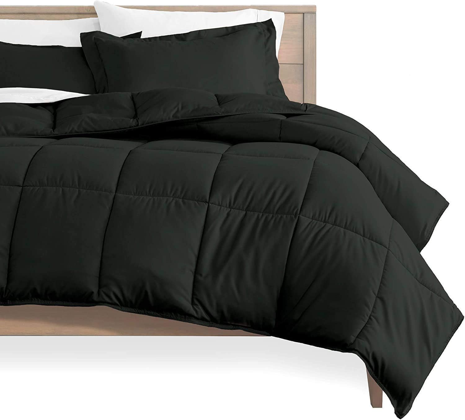 Queen Comforter Set Egyptian Cotton 1000 Series Black 400 GSM Queen Size Comforter Set (Comforter + 2 Pillowcases) Comforter for Queen Size Bed