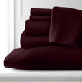 100% Giza Cotton, 1000 Thread Count, 6-PC Bed Sheet Set [Twin Size, Wine Color] 18 inches Deep Pockets, Long Staple Cotton Breathable Soft Silky Sateen Weave