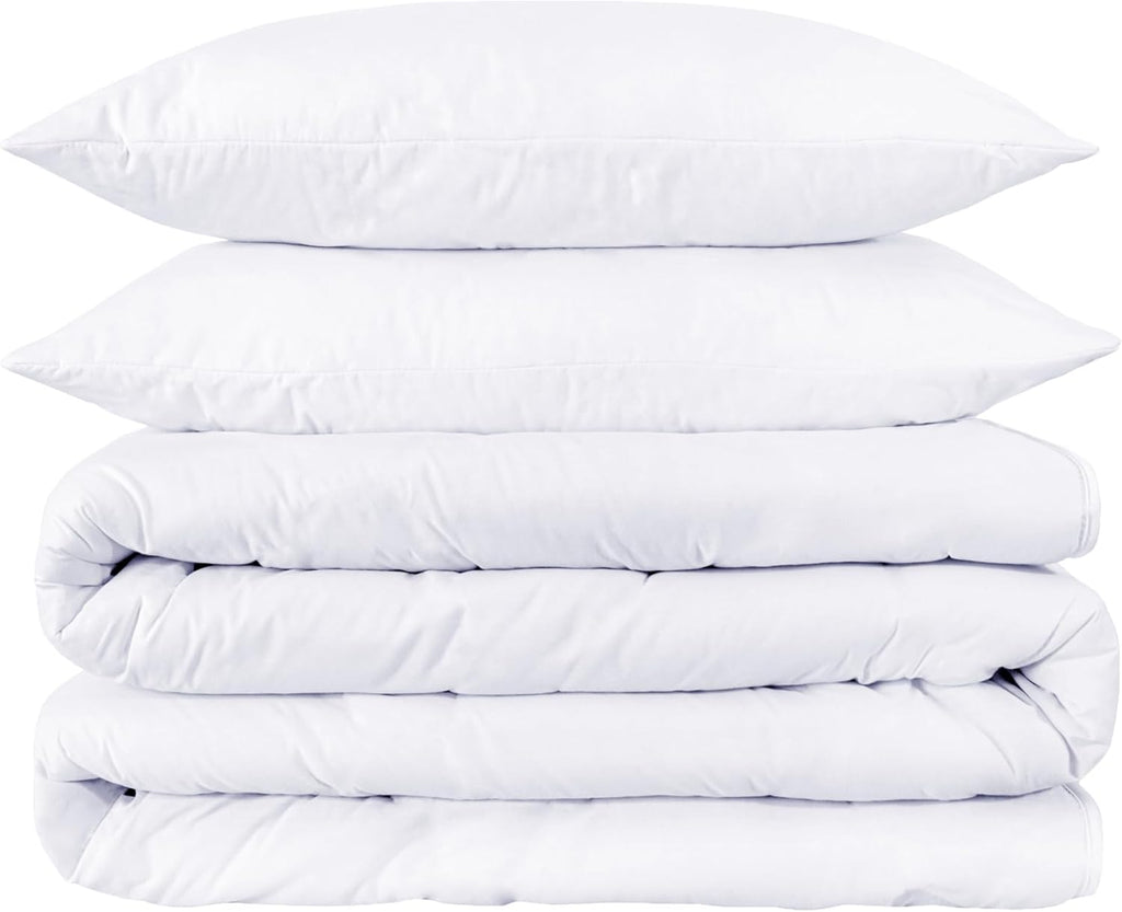 Superior Egyptian Cotton 1500 Thread Count Duvet Cover Set, Soft Comforter Covers, Luxury Bedding Essentials, Button Closure, Includes 1 Duvet Cover, 2 Pillow Shams, Full/Queen, White