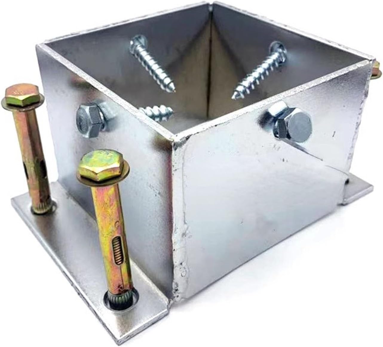 Stainless Steel Wood Fence Post Anchor Base - Square Railing Post Supports with Screws(145x145mm)