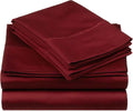 Superior Egyptian Cotton 530 Thread Count Bed Sheet Set, 1 Elastic Deep Pocket Fitted Sheet, 1 Flat Sheet, 1 Pillowcase, Soft Bedding, Luxury Sheets, Sateen Weave, Twin XL Size, Burgundy