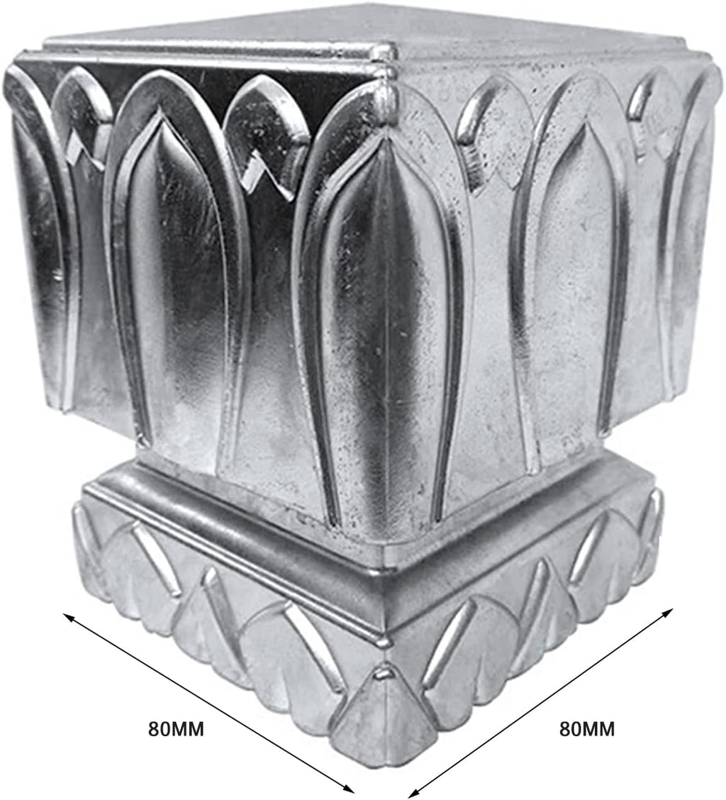 Post Cap Metal Fence Post Top Cap Fence Post Cap, Aluminum Railing Cover, Fence Top Protection for Villa Stair, Mailbox, Deck, Dock, Lotus Relief Decorative Piling Caps, 2 pcs