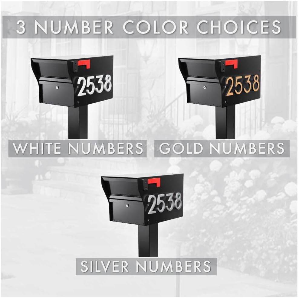 Whitehall MailVault Locking Mailbox with Standard Post – Durable Steel Mailbox with Aluminum Post, Modern Square Design, Weather-Resistant, Secure Lockable Mailbox for Home or Business