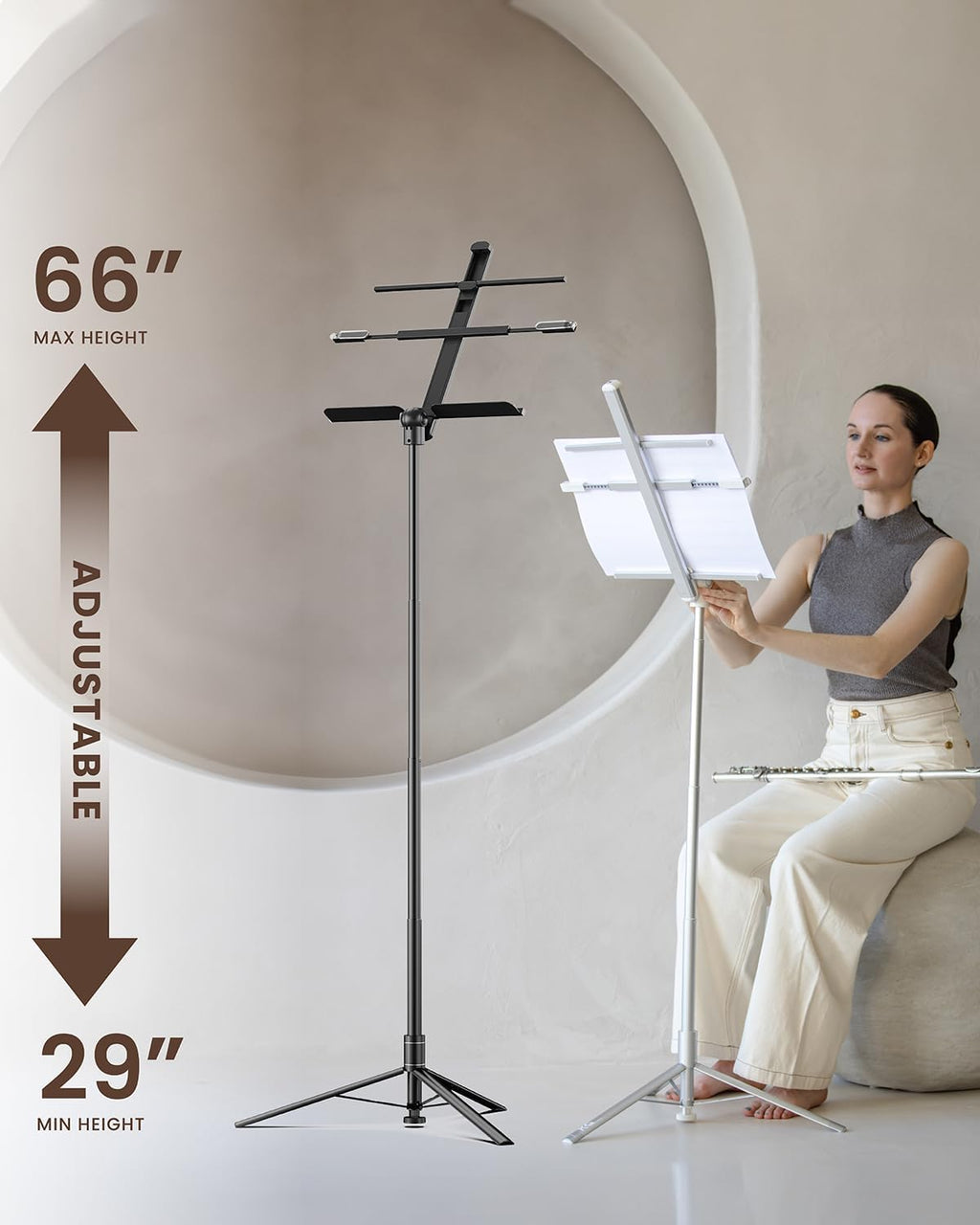 KraftGeek 66' Foldable Music Stand for Sheet Music with Carrying Case