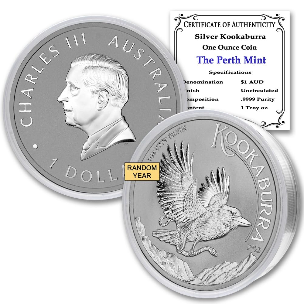 1990 - Present (Random Year) P 1 oz Silver Kookaburra Coin Brilliant Uncirculated (in Capsule) with Certificate of Authenticity $1 Seller BU