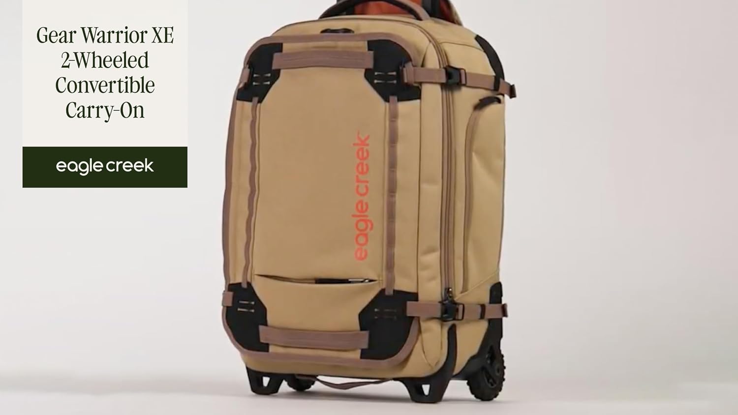 Eagle Creek Gear Warrior XE 2-Wheel Convertible Carry-On Luggage for Travel Essentials - Heavy Duty Wheels - Lockable Zippers - Interior Laptop Sleeve - Jungle Green - 21.75'