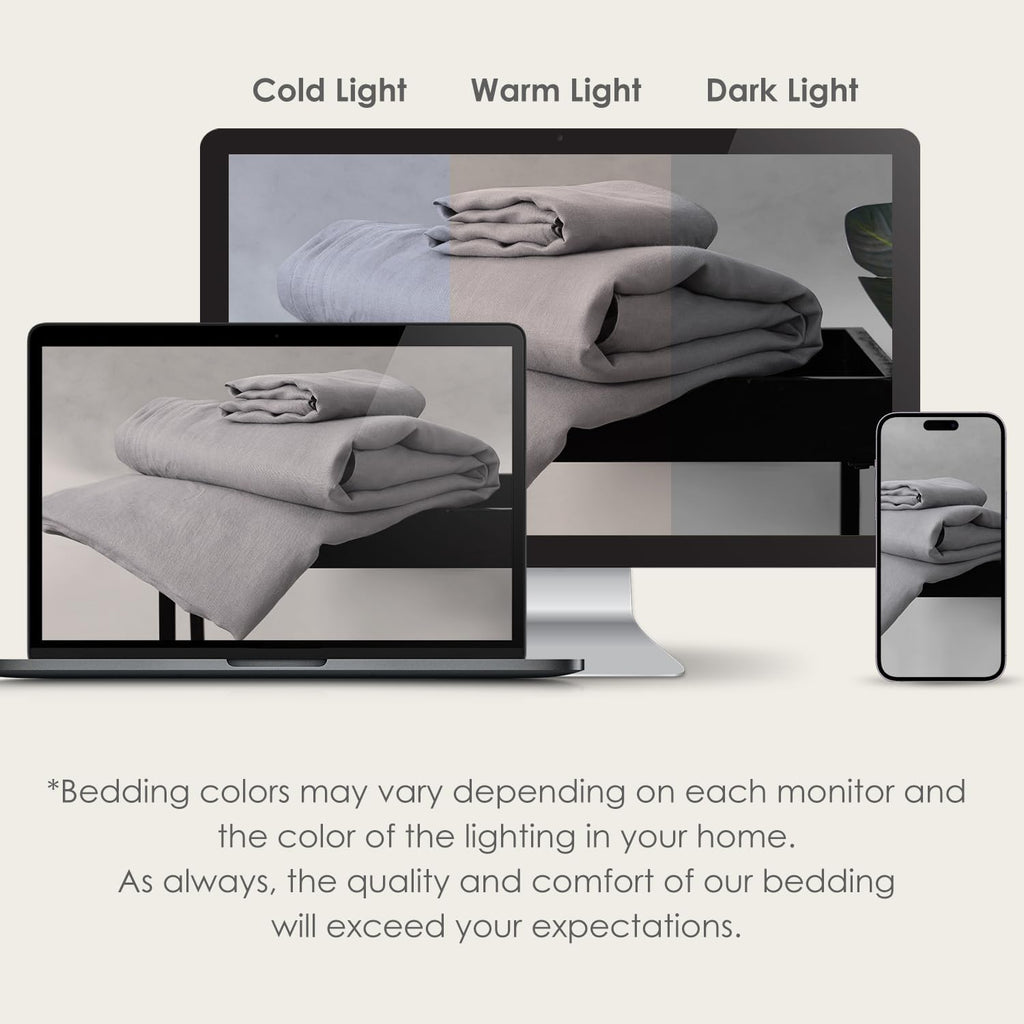 DAPU 100% Linen Duvet Cover Set - Pure Natural French Flax Linen with Corner Ties and Zipper Closure Soft Breathable Durable for Hot Sleepers 1 Duvet Cover 2 Pillowcases (Earl Gray, Queen/Full)