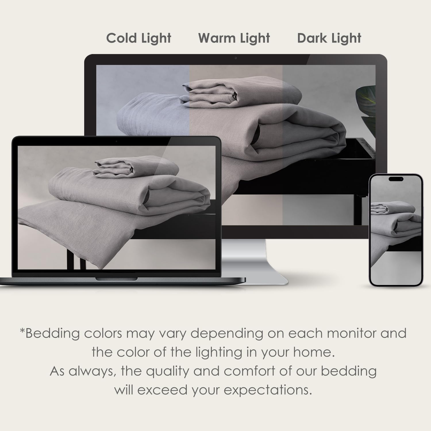DAPU 100% Linen Duvet Cover Set - Pure Natural French Flax Linen with Corner Ties and Zipper Closure Soft Breathable Durable for Hot Sleepers 1 Duvet Cover 2 Pillowcases (Earl Gray, Queen/Full)