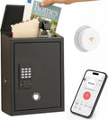 WeHere Mailbox with Electronic Lock, Wall Mount Locking MailBoxes for House, Metal Suggesion Box, Business Key Drop Box, OTP/Fixed Code/Key Unlock, Large Capacity, Black