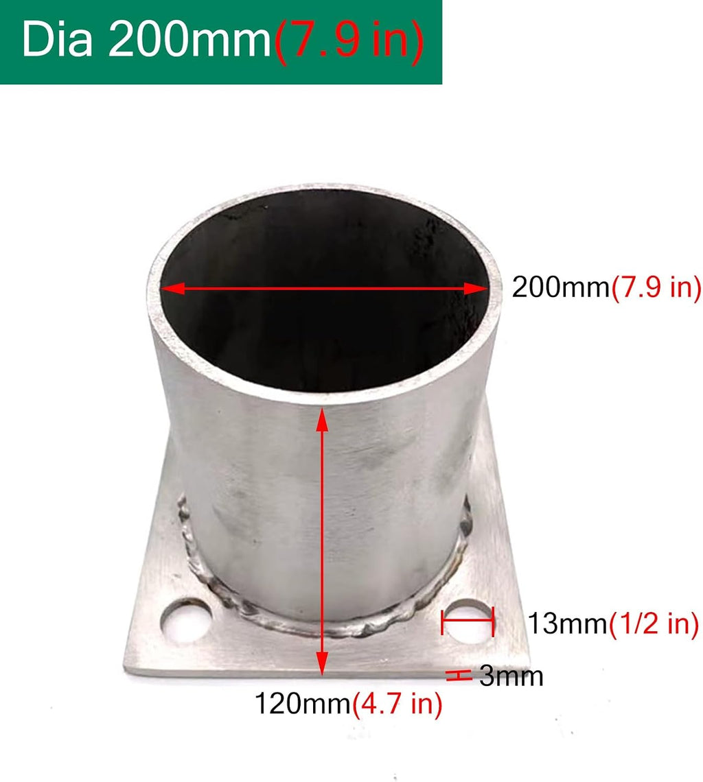 Chain Link Fence Pole Floor Flange with Bolts and Screws, Heavy Solid Fence Post Concrete Mount for Deck Porch Patio/Mailbox/Flag Round Column(Dia 8.0in(200mm))