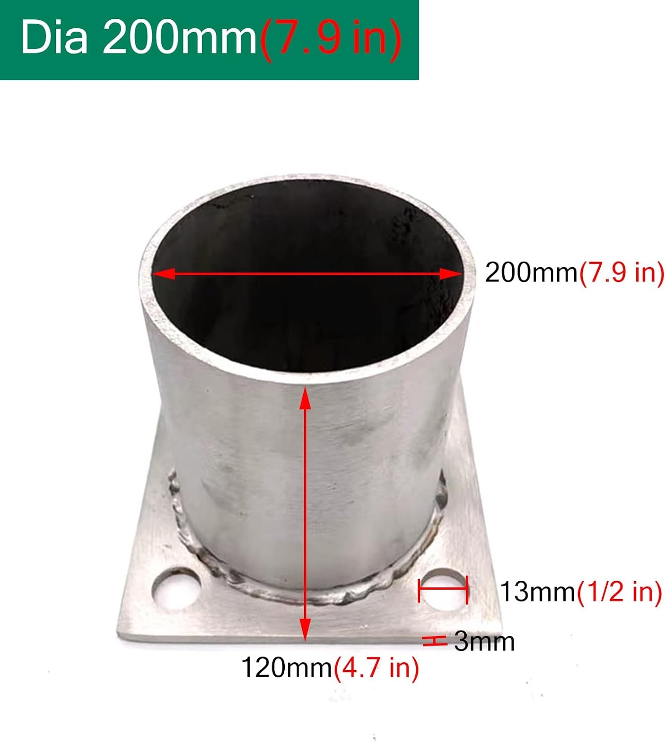 Chain Link Fence Pole Floor Flange with Bolts and Screws, Heavy Solid Fence Post Concrete Mount for Deck Porch Patio/Mailbox/Flag Round Column(Dia 8.0in(200mm))
