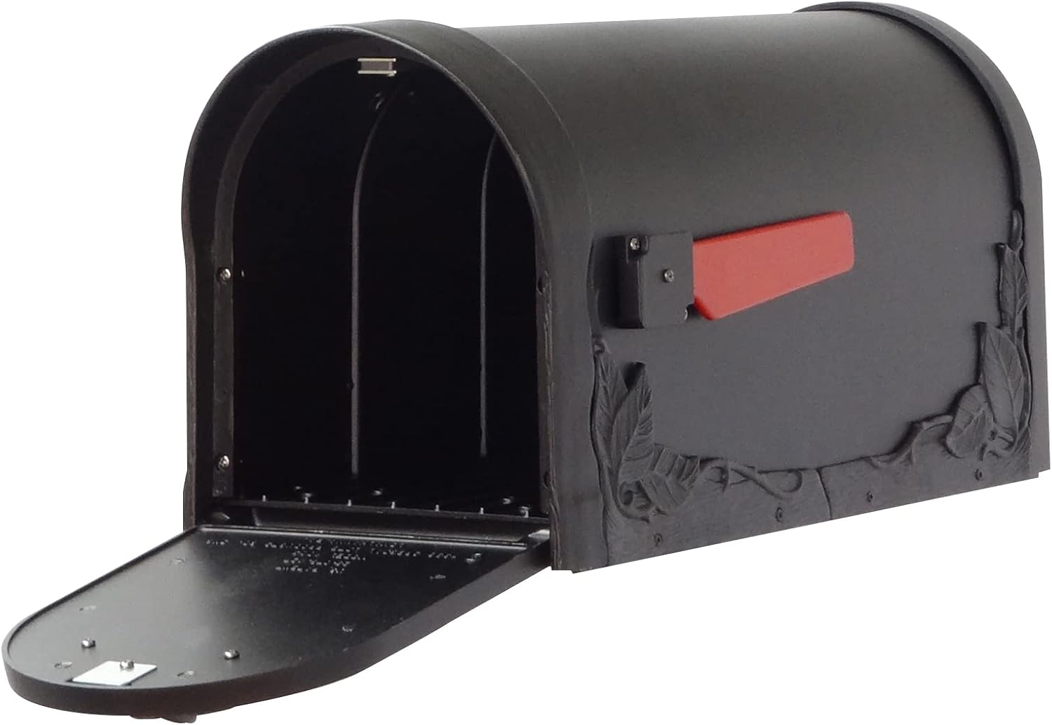 Special Lite Floral Curbside Mailbox - Black Cast Aluminum Mailbox for Post Mount - SCF-1003-BLK