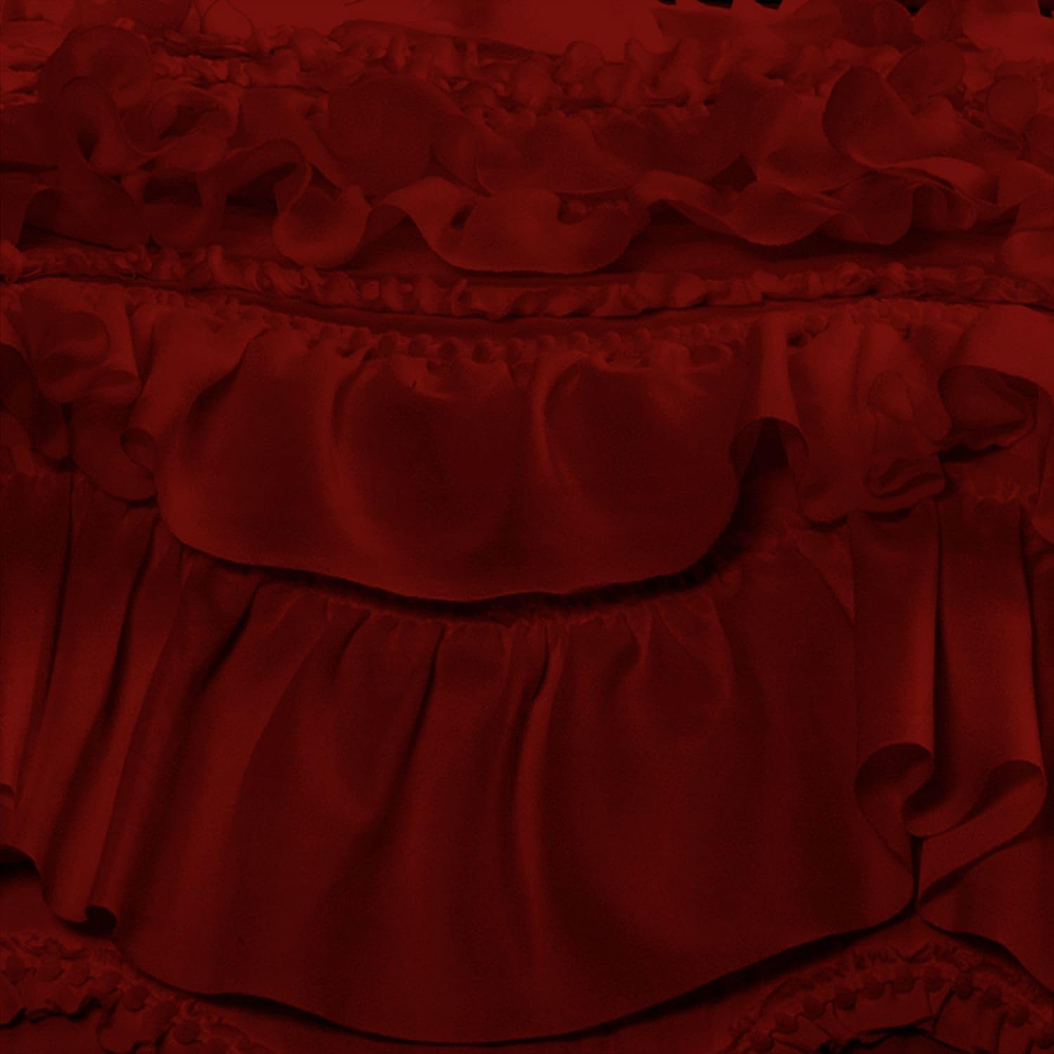 100% Egyptian Cotton, 550 GSM Microfiber Filled Quilt Ruffled Textured 3 Piece Full/Queen Size Comforter Set, Burgundy
