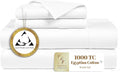 SUPREME ELEGANCE 100% Egyptian Cotton Full Bed Sheets Set, 1000 Thread Count, Hotel Luxury Sateen Bedding, Super Soft, Breathable & Moisture Wicking Sheets, 18' Deep Pocket Fitted Sheet, Arctic White