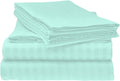 LaxLinen 600 Thread Count Super Soft Quality 100% Egyptian Cotton 6 PCs Bed Sheet Set (+26 Inch) Extra Deep Pocket King/ Standard, Aqua Blue Stripe
