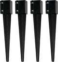 4 Pack 36'' Fence Post Anchor Ground Spike Metal Black Powder Coated 36 x 6 x 6 Inches Outer Diameter (Inner Diameter 5.5x5.5 Inches)