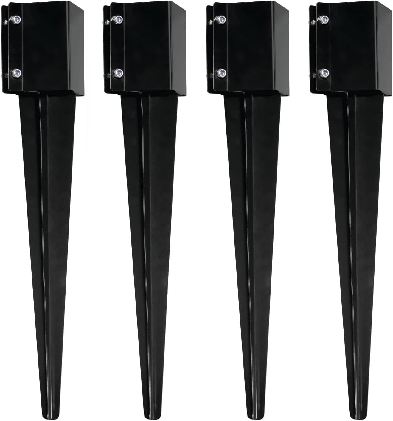 4 Pack 36'' Fence Post Anchor Ground Spike Metal Black Powder Coated 36 x 6 x 6 Inches Outer Diameter (Inner Diameter 5.5x5.5 Inches)