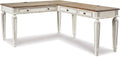 Signature Design by Ashley Realyn French Country 3-Drawer 2-Piece Home Office Desk with Spring Lift Top, USB Ports and AC Plug-Ins, Dark Brown & White