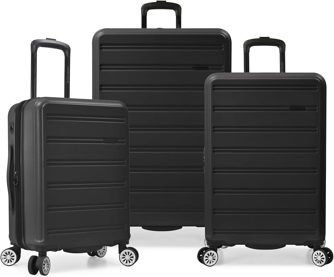 Travel Select Snowcreek Hardside Expandable Spinner Luggage Set w/USB Port, Black, 3-Piece