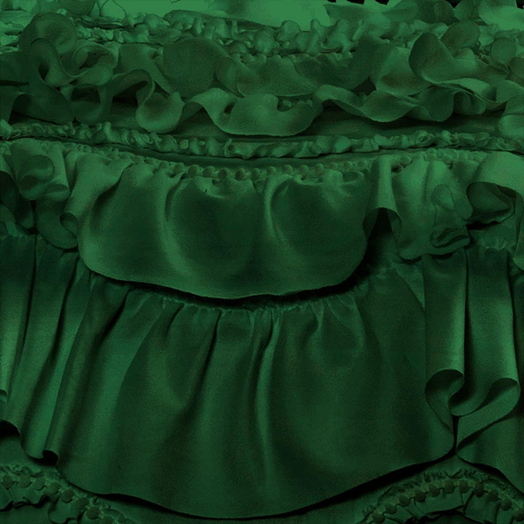 100% Egyptian Cotton, 550 GSM Microfiber Filled Quilt Ruffled Textured 3 Piece Full/Queen Size Comforter Set, Green