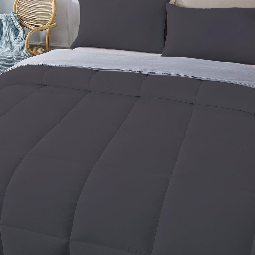Olivia Rocco 1 Piece 1000 Thread Count Comforter Full XL/Queen Size (88' x 92') Inch 100% Egyptian Cotton Comforter 400 GSM Soft Quality - Dark Grey Solid