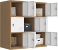 MECOLOR- Storage Locker with Lock Keys,Free Standing Metal Storage Cabinet with Vents, Steel Organizers Cabinet Steel Counter Cabinet(9D, White)