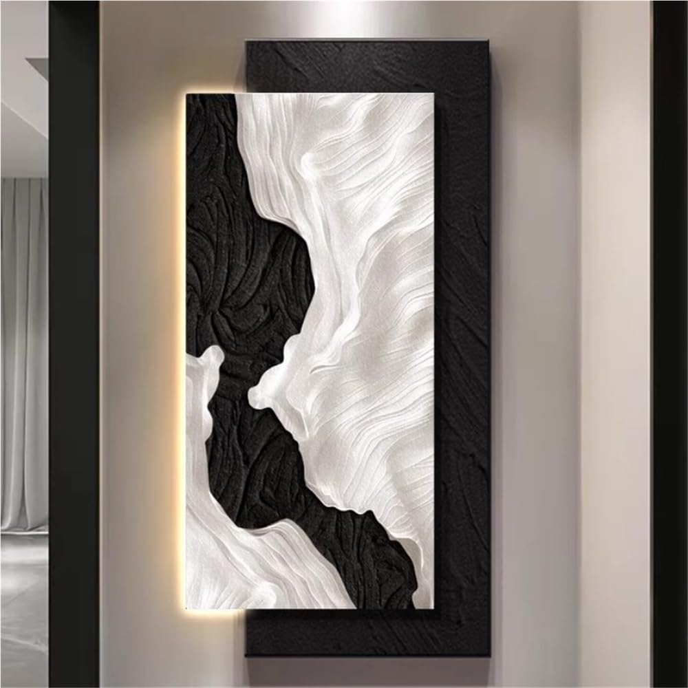 Wall Art, Abstract Painting with Lights, Modern Wall Sculpture, 47.2x23.6in, Living Room, Bedroom, Office, Entrance