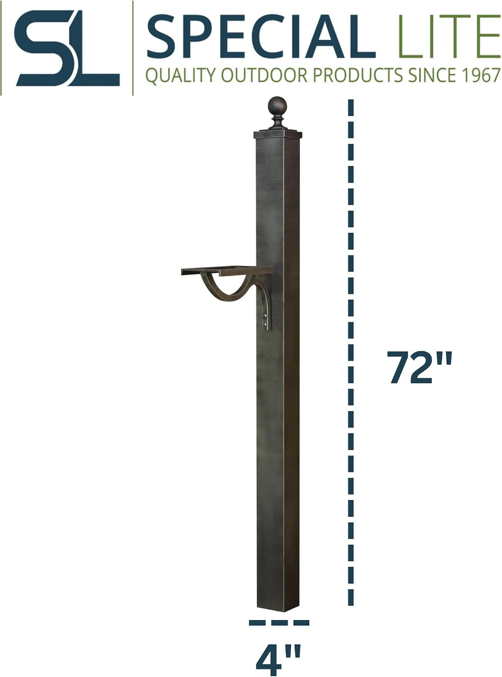 Special Lite Springfield Mailbox Post - Swedish Silver Aluminum Post for Curbside Mailbox - SPK-710-SW