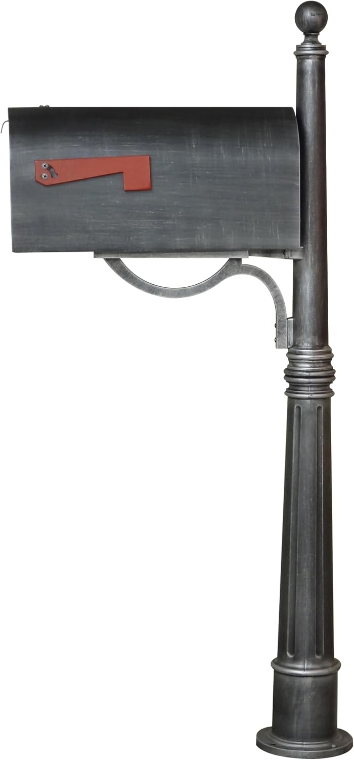 Special Lite Titan Curbside Mailbox with Ashland Post - Swedish Silver Mailbox with Aluminum Post - SCH-1016A_SPK-600-SW