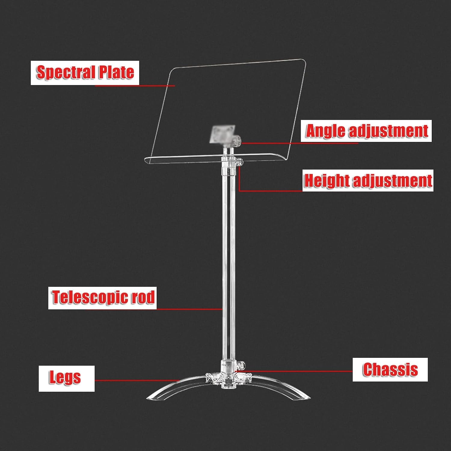 WORDFUN Clear Sheet Music Stand, Acrylic Music Book Stand, Orchestral Music Stand, Height Adjustable, Stable ButterflyMusic Stand for Sheet Music, Easy to Carry