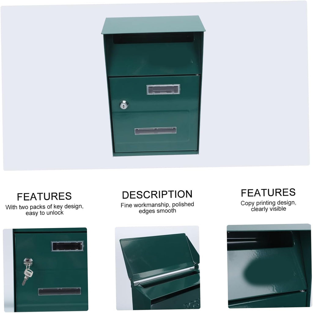STOBOK 2pcs Modern Mailbox Wall Mount Outside Covered Mailbox Post Box Metal Letter Box