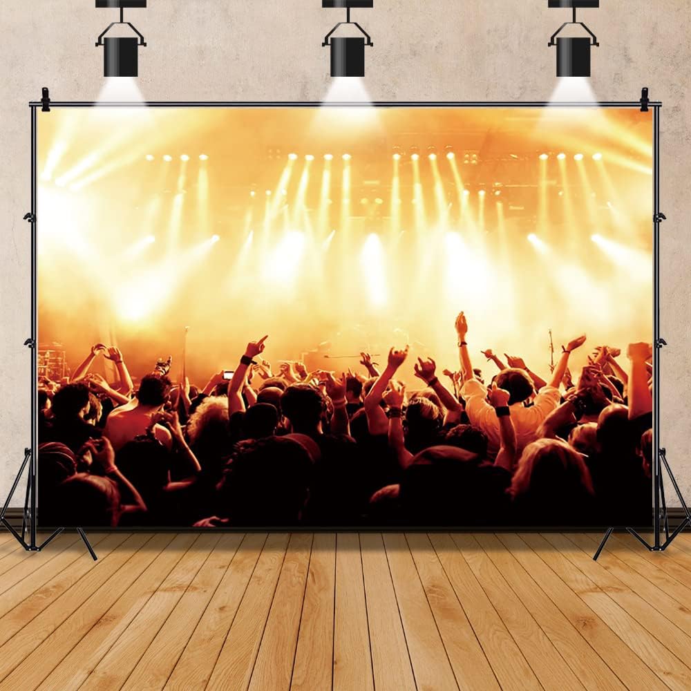 20x10ft Stage Spotlight Backdrop Concert Live Plateform Background Rock Star Music Show Audience Banner Party Decorations Supplies Photo Portrait Vinyl Studio Video Prop