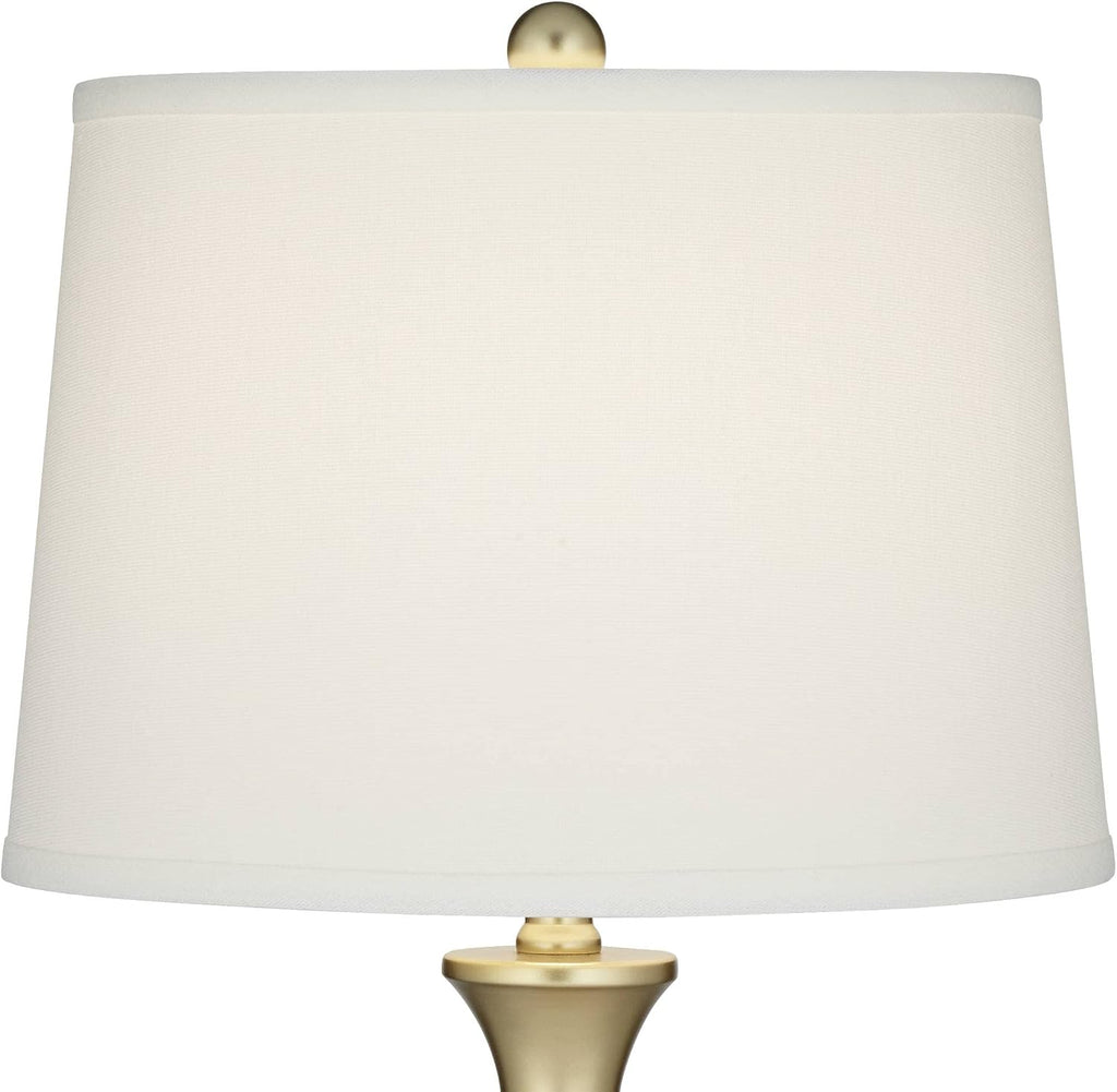 360 Lighting Karl 27 1/2' Tall Modern Set of 2 Table Lamps with USB Ports A+C Charging Full Range Dimmer Gold Metal Living Room Bedroom Bedside Nightstand House Office Home Reading White Shade