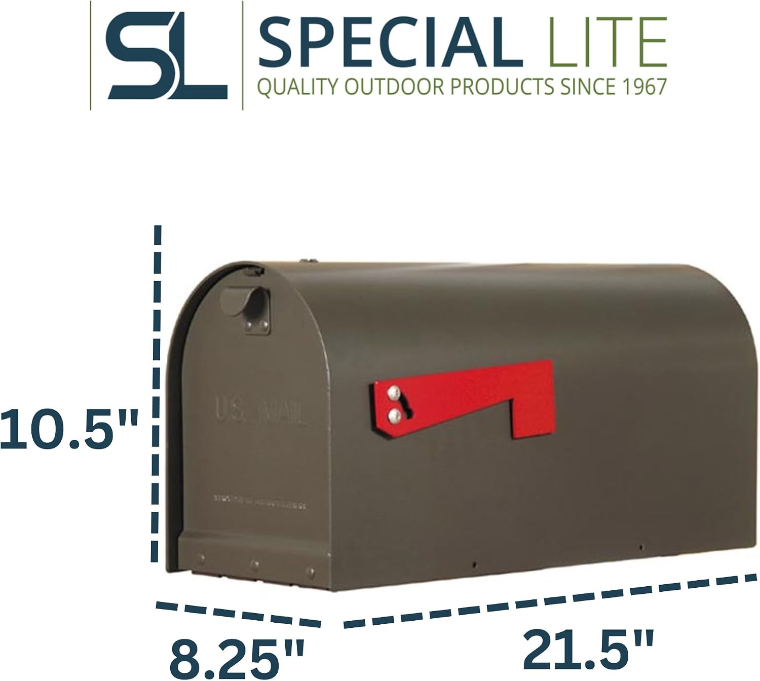 Special Lite Titan Aluminum Curbside Mailbox - Mocha Aluminum Mailbox for Post Mount - SCH-1016A-MOC