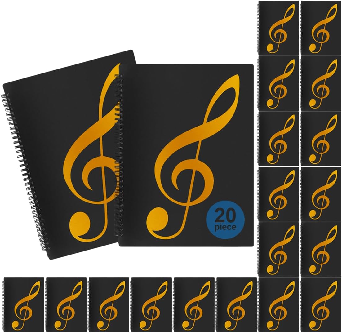 Sheet Music Folder, Sheet Music Page 8.5X 11 Inches, Sheet Music Holder Allow Annotations,40 Pages Spiral Sheet Music Binder Organizer, Sheet Music Storage (20 Pack)