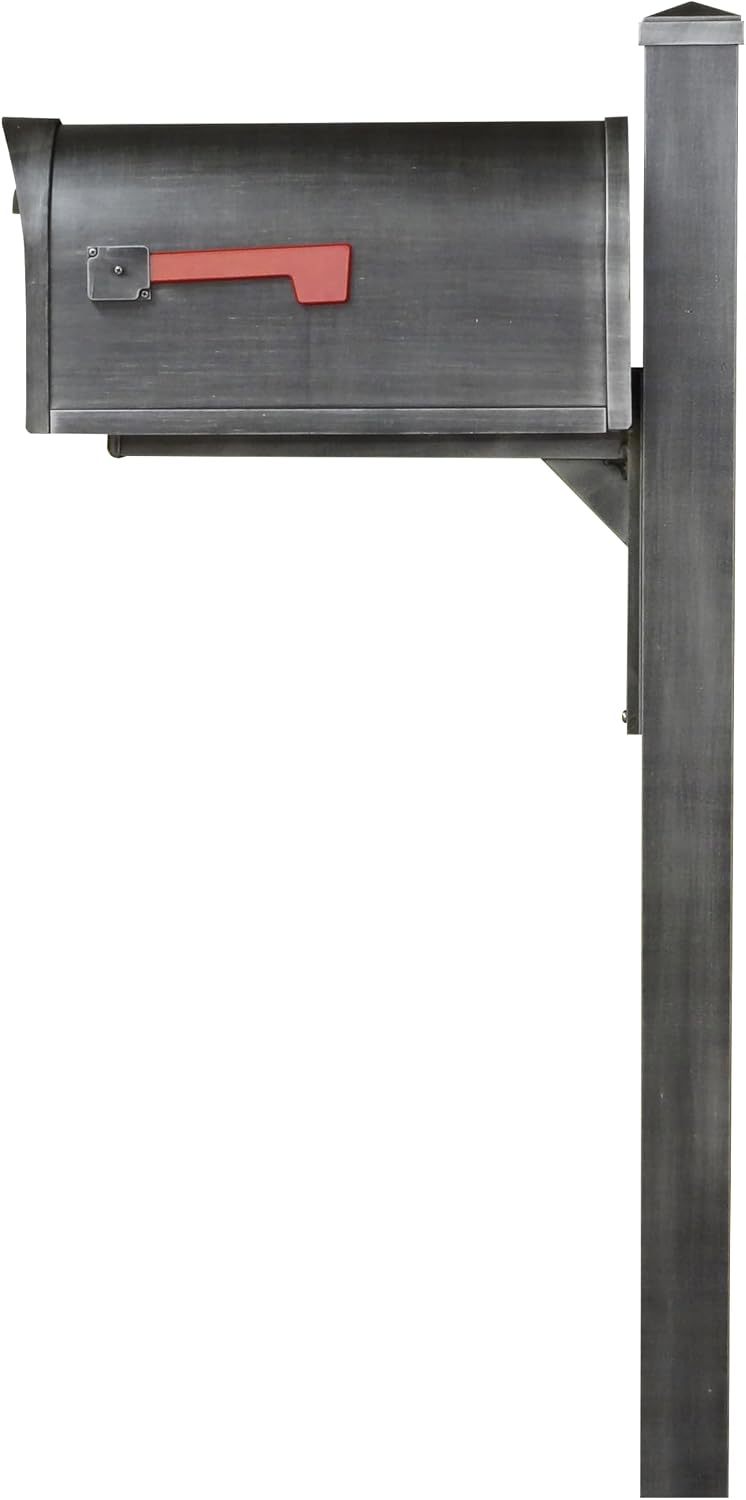 Special Lite Savannah Curbside Mailbox with Wellington Post - Swedish Silver Aluminum Mailbox with Post - SCS1014_SPK720-SW
