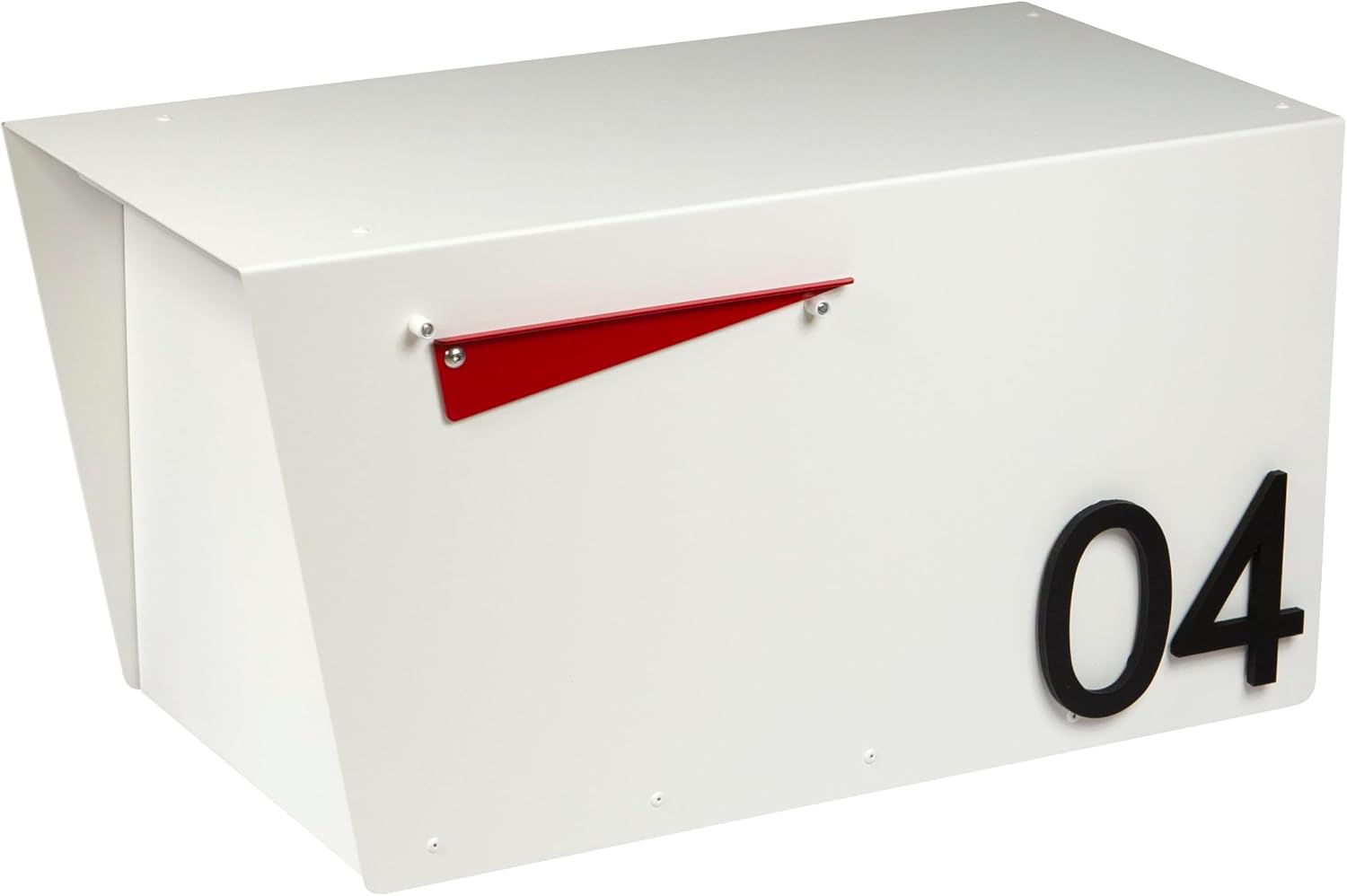Rusty Design Contemporary Post-Mounted Mailbox with Personalized Address Numbers, White Colour Large Size #HC111 (with Two Address Numbers)