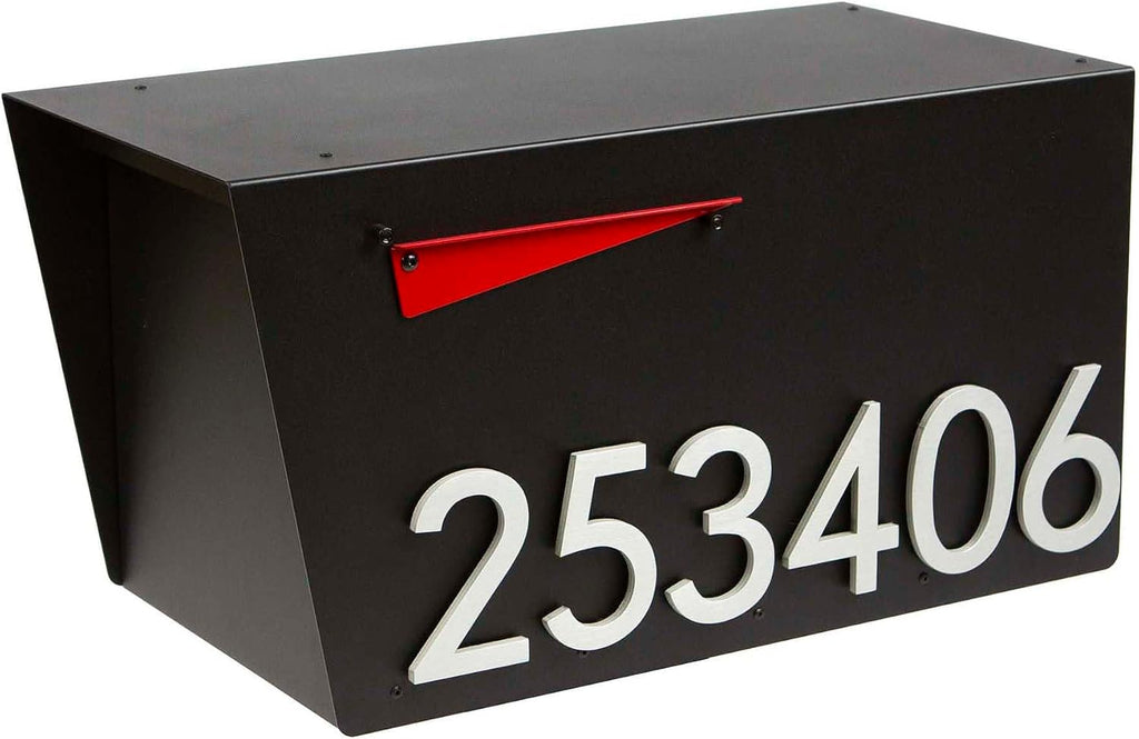 Rusty Design Contemporary Post-Mounted Mailbox with Personalized Address Numbers, Large Size #HC110 (with Six Address Numbers)