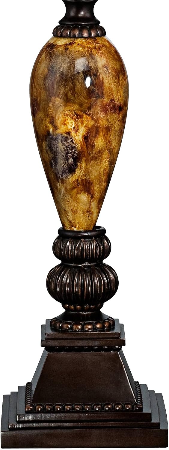 Kathy Ireland Mulholland Traditional Vintage Table Lamp 37' Tall Bronze Golden Marbleized White Bell Shade Decor for Living Room Bedroom House Bedside Nightstand Home Office Entryway Family