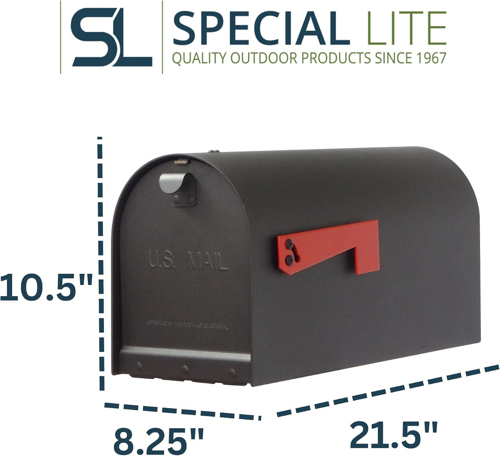 Special Lite Titan Aluminum Curbside Mailbox - Black Aluminum Mailbox for Post Mount - SCH-1016A-BLK