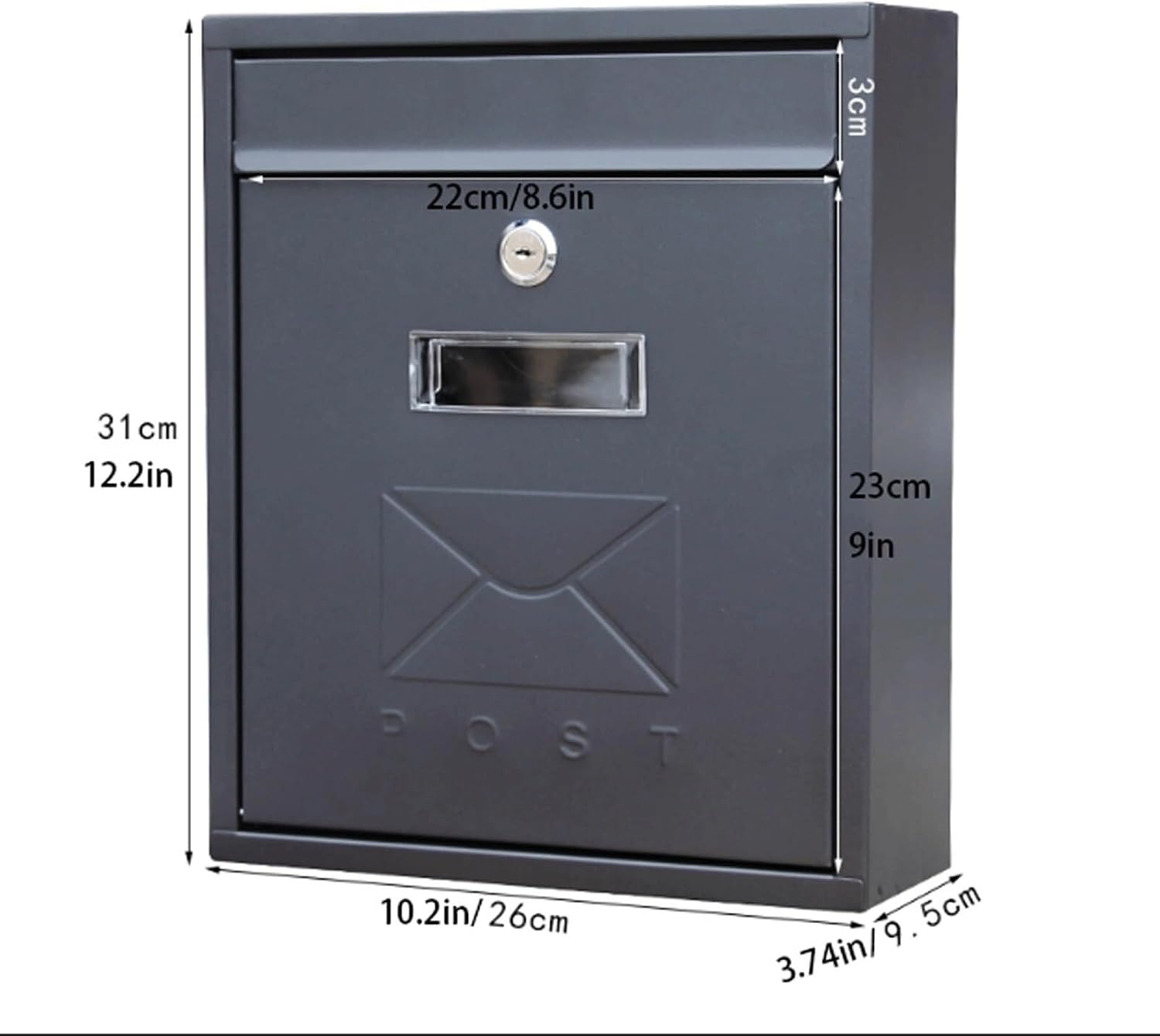 Metal Mailboxes Galvanized Steel Mailbox for Outside Drop Box Large with View Window Post Box Comment Box Suggestion Box(Dark Grey)