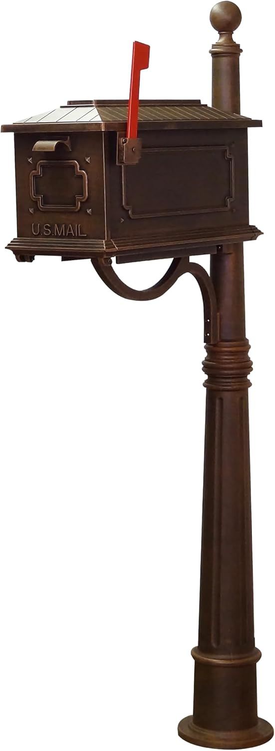 Special Lite Kingston Curbside Mailbox with Ashland Post - Copper Mailbox with Aluminum Post - SCK-1017_SPK-600-CP