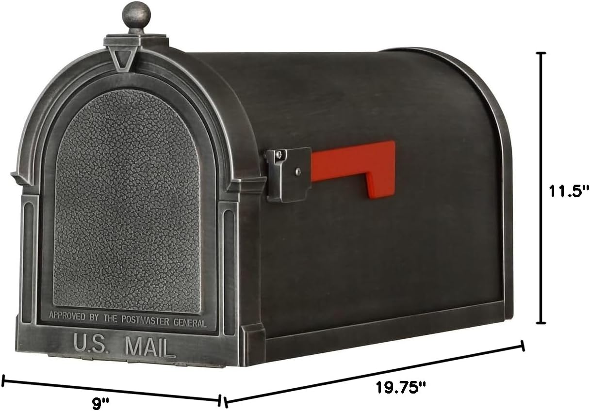 Special Lite Berkshire Curbside Mailbox - Swedish Silver Aluminum Mailbox for Post Mount - SCB-1015-SW