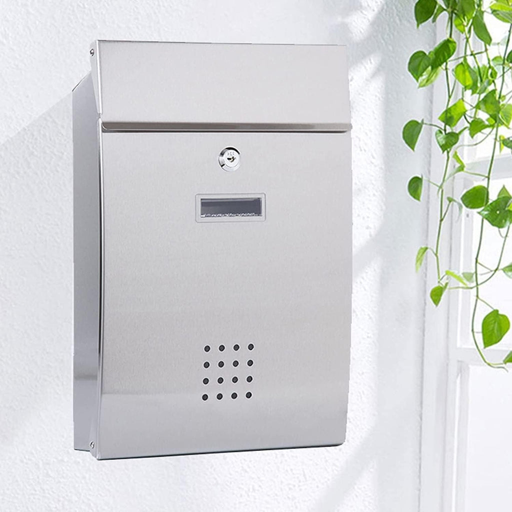 Generic Mailbox, Wall Mounted Modern Metal Mailboxes Outdoor Lockable Waterproof Post Box Community Household Rainproof Letter Box Retro Classic Secure Wall-Mount Newspaper Boxes(Stainless Steel)