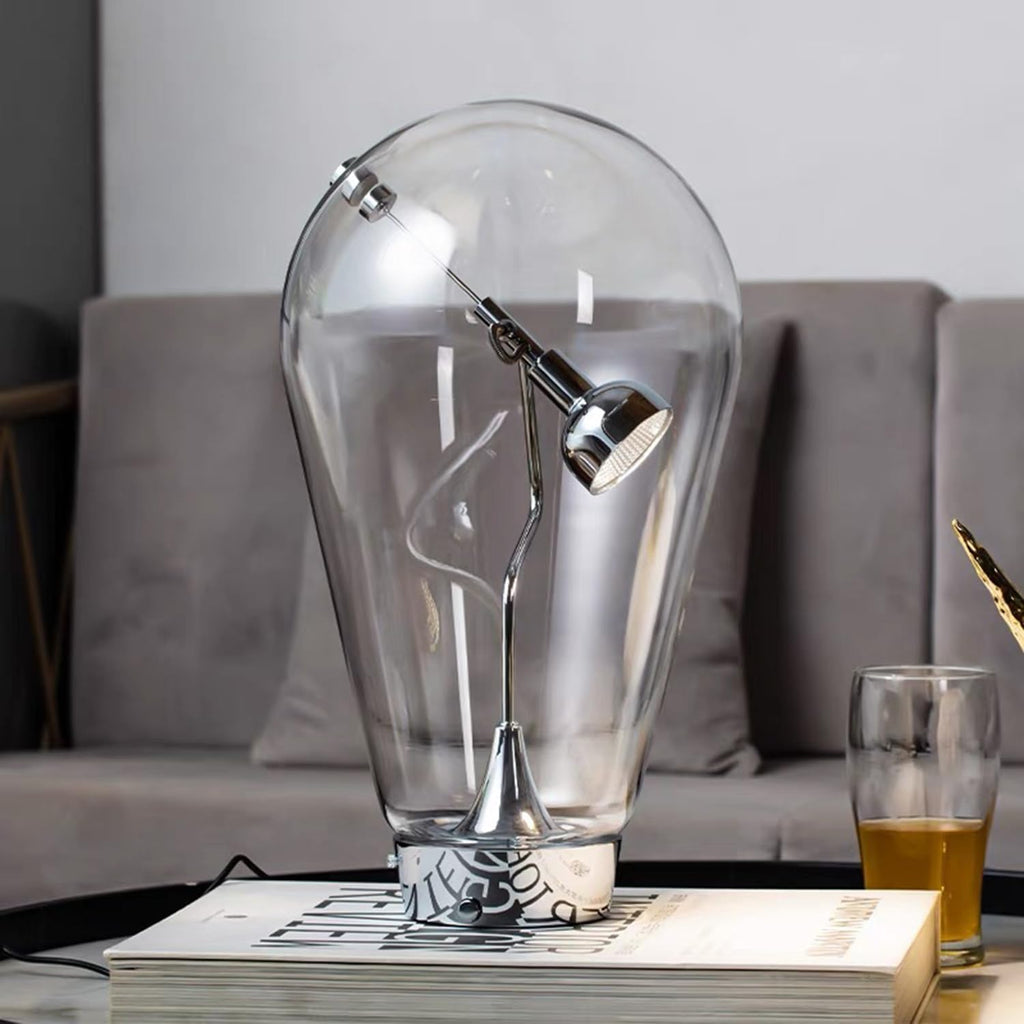 Bofea-Desk Lamp for Home Office Creative Globe Glass Table Lamp with Magnetic Metal Swing Arm Lamps Reading Light Touch Control Table Lamps with 3 Color Temperatures Modern Desk Light for Living Room