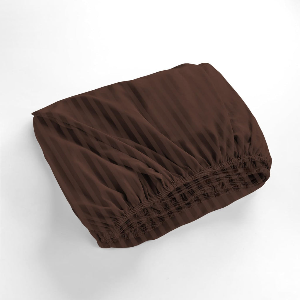 1000 Series - 100% Egyptian Cotton Sheet Set Soft & Comfy Breathable Hotel Quality Luxury Bedding -RV King Size Fits Mattress Up to 18-20' Deep (Stripe, Chocolate)