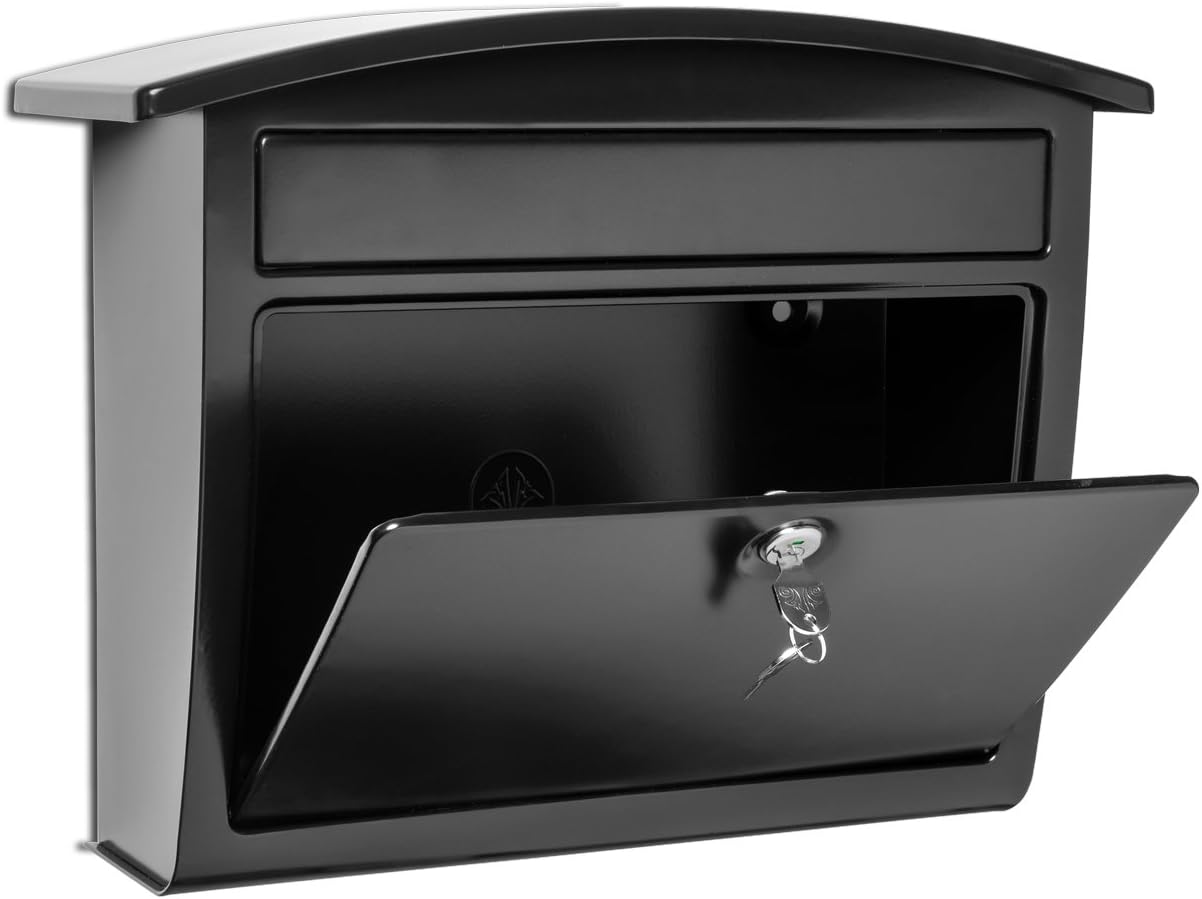 Architectural Mailboxes Dal Rae Galvanized Steel, Locking, Wall Mount Mailbox, 2562B-10, Black, Medium Capacity (Pack of 2)